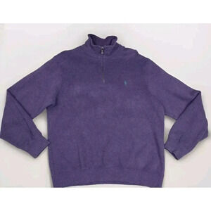 Polo Ralph Lauren Men's Vintage Purple Estate Rib Quarter Zip Sweater size L